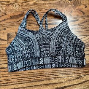 Lululemon Athletica Black and White Geometric Print Energy Bra